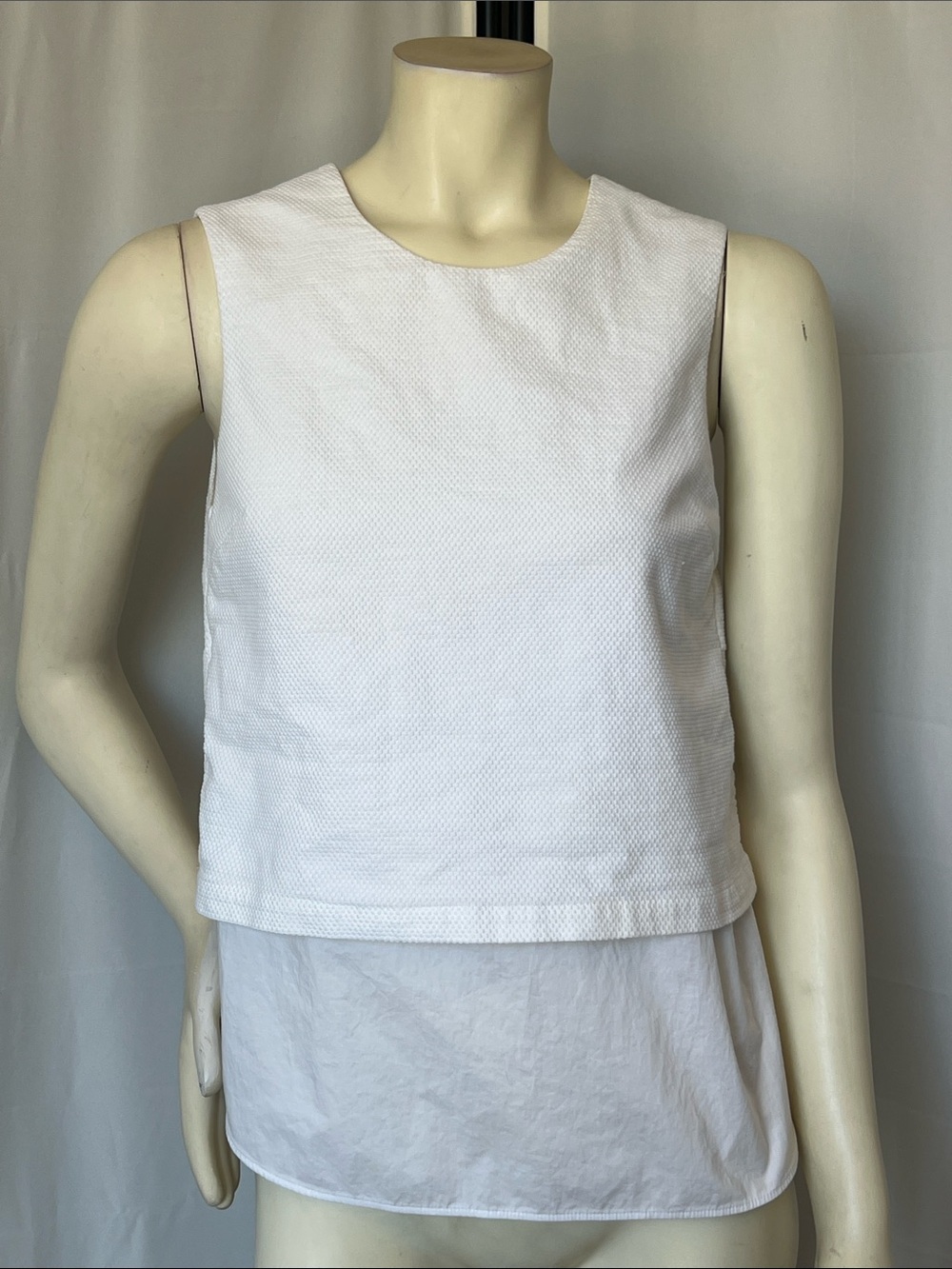 Theory White Layered Sleeveless Tank Top